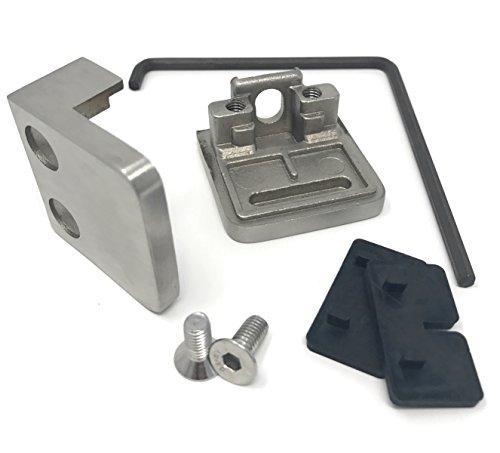 Edelstahl Glashalter für Glasstärke 8,0 mm mit Gummi-Satz Glasklemme 45/45 mm mit flachem Ansatz aus V2A mit Montagewerkzeug Bayram®