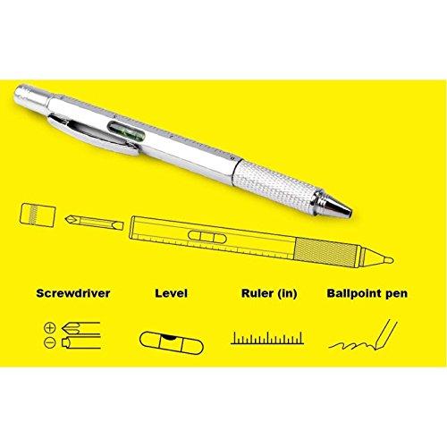4-IN-1 MULTIFUNKTIONS Kugelschreiber Tool | Wasserwaage - Kugelschreiber - Kreuz und flach Phillips Schraubendreher - Lineal