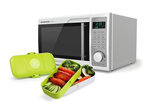 Lunchbox mit 2 Etagen inkl. Messer & Gabel - Auslaufsicher - Mikrowellengeeignet (ohne Deckel) | Brotzeitbox | BPA Frei | Beste Qualität für jeden - Frühstücks-Box Brotdose Brotbüchse Bento-Box BAYRAM