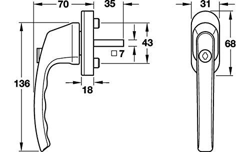 HOPPE Fenstergriff Modell Luxembourg 099S/US952 (100 Nm), Aluminium, abschließbar Secu 100®, und Secustik® Sperrmechanismus, erfüllt die Anforderungen nach DIN V ENV 1627-1630, Oberfläche: stahlfarben eloxiert