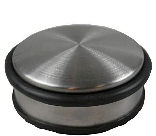 Bayram® TÜRSTOPPER Ø 11CM Edelstahl 4er Set Türstopper aus Edelstahl, Ø 11 x 4 cm, gummiert für Jeden Untergrund, mit Gummi-Ring, Extra Schwere Ausführung, ca. 1,2 kg