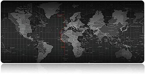 Mousepad Weltkarte Gaming World Map Tischunterlage fÃÂ¼r Computer PC und Laptop Schwarz rutschfest Wasserdicht Schreibtischunterlage