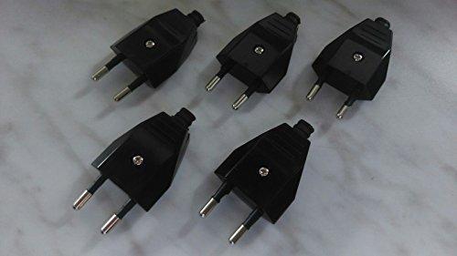 Bayram® 5 x Euro Stecker schwarz mit Kabeleinführungstülle