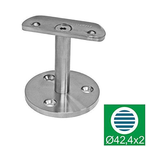 Bayram® Handlaufhalter an den Mauer, für Handlauf D42,4mm - nicht stellbar, Flansch mit 3 Bohrungen, schliff K320.Treppenstufen Treppe Edelstahl Pfosten Steher V2A nach Auswahl