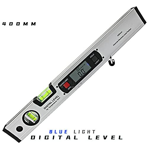 Digitale Neigungsmesser Winkel Finder Gauge Spirit Level aufrecht Magnet 360 ÃÂ° Range 416 mm lang mit Hintergrundbeleuchtung 82112 S Farbe Silber