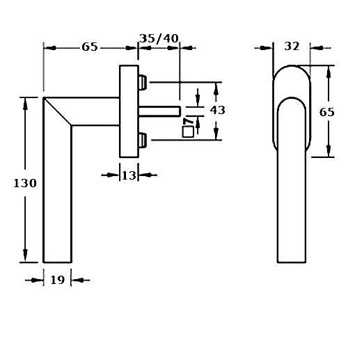 Fenstergriff Rasterolive FG-4 Edelstahl L-Form Fenstergriffe Fensterbeschläge