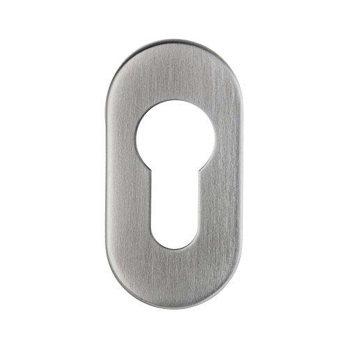 ovale Schlüsselrosette Profilzylinder Edelstahl matt - Höhe 9 mm