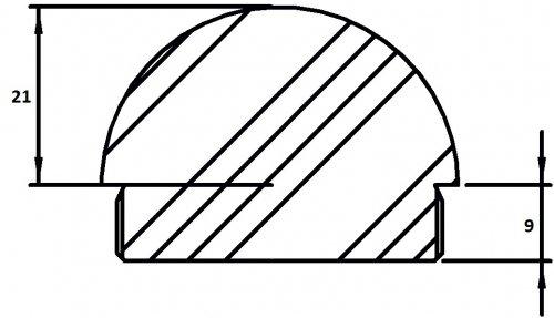 Endkappe halbrund, massiv, für Rohr ø 42,4 x 2,0mm, zum Einschlagen