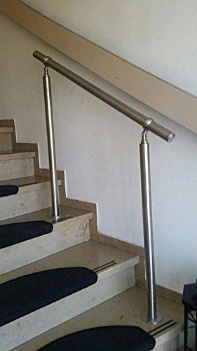 Edelstahl Handlauf SARA Treppengeländer Geländer Edelstahlhandlauf Wandhandlauf V2A Montagematerial von Bayram® (Länge 120 cm)