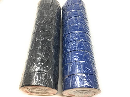 Isolierband schwarz blau 20er Set, Iso Tape 19 mm x 10 m, VDE-geprÃÂ¼ft, wasserfest, elastisch, durchschlagfest bis 5 kV