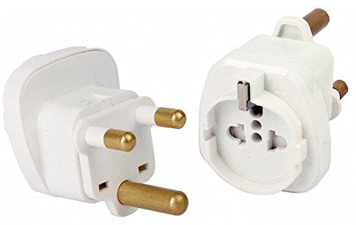 Reise-Adapter für SÜDAFRIKA, INDIEN mit Erde und mit Kinderschutz ! Das Gerät ist KEIN Spannungswandler