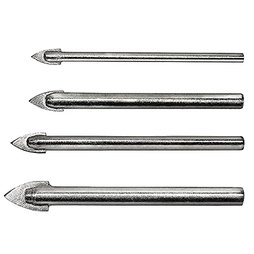 Fliesenbohrer, Glasbohrer, Keramikbohrer Set, mit Rundschaft, 4 Stk: 4,5,6,8 mm