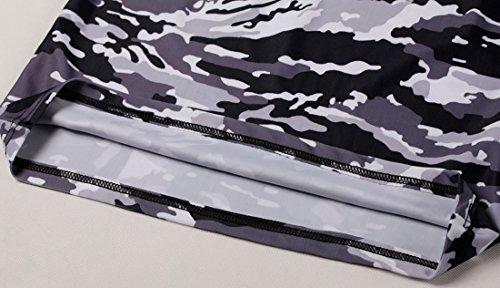 Cody Lundin® Herren Fitness Mosaik Camo Kurzarm Hemd Sport Kompression Kurzes Ärmel T-Shirt Drucken Tarnkleidung (L, Schwarz-Weiß Camo)