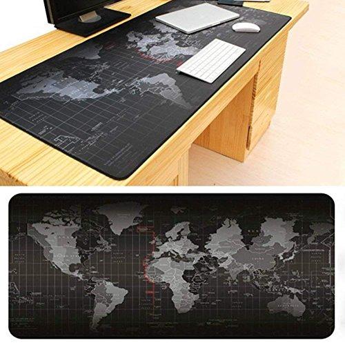 Gaming Mauspad XXL 900x400 - Mousepad Weltkarte | World Map Tischunterlage für Computer, PC und Laptop | 3D Design Hochwertige Unterlage in Schwarz Rutschfest Wasserdicht Schreibtischunterlage Bayram