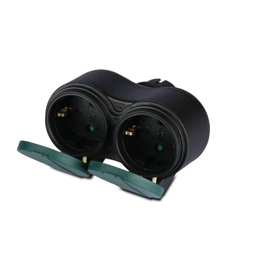 V-TAC VT-1102-2 Elektrischer Gartenadapter 2 Steckdosen 16A EU Standard Gehäuse schwarz und grün IP44 - SKU 8812