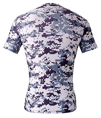 Cody Lundin® Herren Fitness Mosaik Camo Kurzarm Hemd Sport Kompression Kurzes Ärmel T-Shirt Drucken Tarnkleidung (XL, Grau Mosaik)