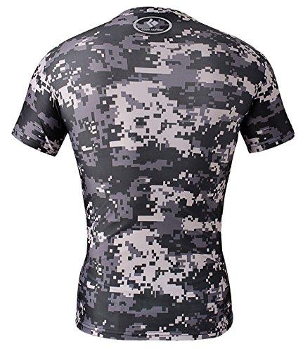 Cody Lundin® Herren Fitness Mosaik Camo Kurzarm Hemd Sport Kompression Kurzes Ärmel T-Shirt Drucken Tarnkleidung (XL, Schwarz-Grün Mosaik)