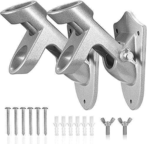 Fahnenmast-Halterungen, 2,5 cm Flaggenmast-Halterung mit Hardware für Haus-Wandhalterung, 2,5 cm Innendurchmesser, zwei Positionen, Aluminium-Legierung & Rostfrei beschichtet, 2 Stück (Silber)