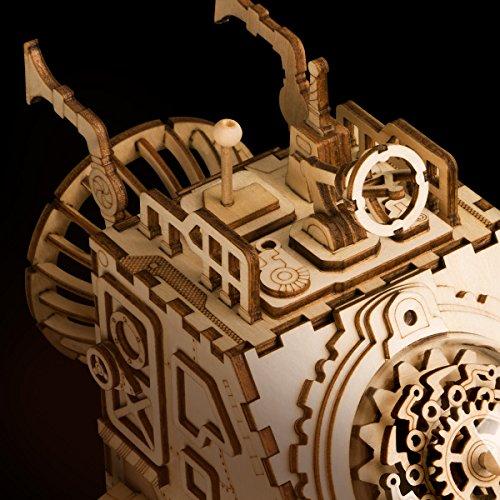 ROBOTIME Laser-Schnitt-hölzernes Puzzlespiel-DIY Mechanismus-Spieluhr-hölzernes Modell Gebäude-Geburtstags- und Weihnachtsgeschenke für Kinder und Erwachsene (Space Vehicle)