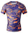 Cody Lundin® Herren Fitness Mosaik Camo Kurzarm Hemd Sport Kompression Kurzes Ärmel T-Shirt Drucken Tarnkleidung (XL, Grau-Orange camo)