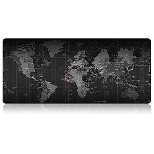 Gaming Mauspad XXL 900x400 - Mousepad Weltkarte | World Map Tischunterlage für Computer, PC und Laptop | 3D Design Hochwertige Unterlage in Schwarz Rutschfest Wasserdicht Schreibtischunterlage Bayram