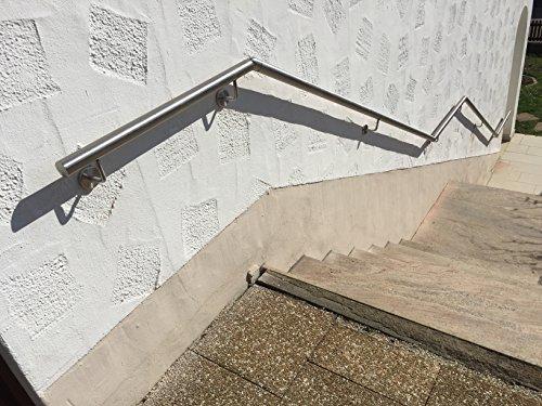 Geländer Edelstahl Außen & Innen Komplett Set | Treppengeländer bodenmontage Bausatz | Wandhandlauf für Treppenhaus Edelstahl-Handlauf massiv & stabil V2a | Eingangsgeländer für Stufen Bayram® (10 m)