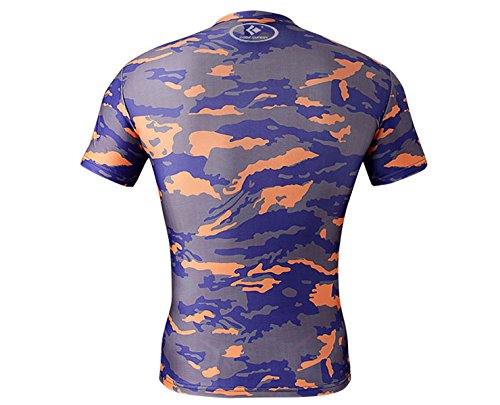 Sport T-shirt "Camouflage" Männer Fitness-Top für Freizeit Trainingsshirt Stringer Workout Bodybuilding shirt mit Rundhals bayletics® (Lila, XXL)