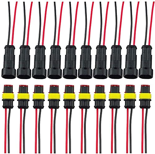 SRB10 Paare Wasserdicht Schnellverbinder, Kabel Steckverbinder Stecker mit Draht für KFZ LKW Auto Kayak Boote Roller Motorrad (2 Polig)