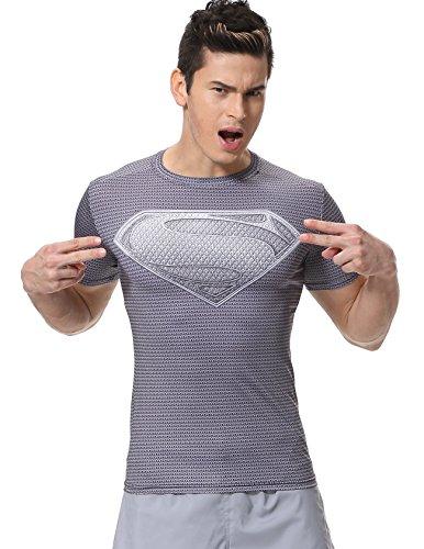 Cody Lundin Mens Super Hero Fitness T-Shirt Männer Kompression Joggen Bewegung ausführen Kurzarm (L, Black-Grey)