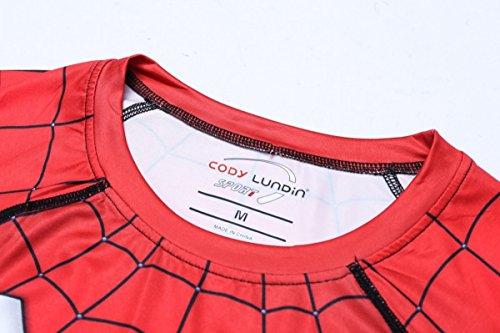 Cody Lundin Männer Kompression T-shirt Joggen Motion Fitness Short Sleeve rote Spinne Herrenhemden (M)