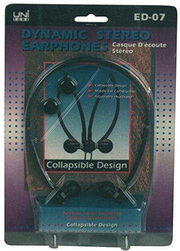 zusammenklappbarer HQ-Ohrhörer mit Mylar-Hörer und Neodymium-Magnet, vergoldeter L-förmiger 3,5 mm Stereo-Stecker und Ersatzkissen