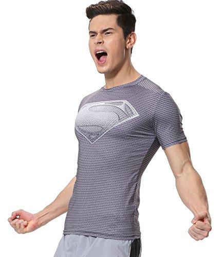 Cody Lundin Mens Super Hero Fitness T-Shirt Männer Kompression Joggen Bewegung ausführen Kurzarm (M, Black-Grey)