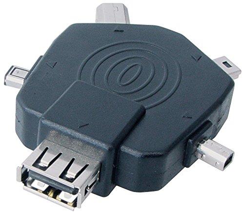 USB-4-fach-Sternadapter (USB-AKupplung auf Mini-USB Mitsumi- 4-pol.-St. + Mini-USB-4-pol.-St. + Mini-USB-5-pol.-St. + Type-B-St.)