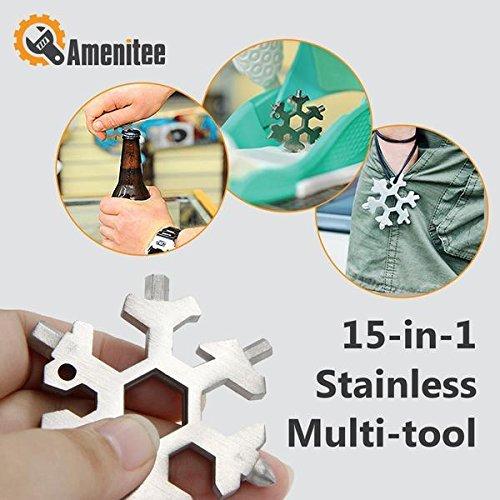 amenitee 15 in1 Multitool Edelstahl  Snowboard  multi-tool-titanium (Standard, Edelstahl)