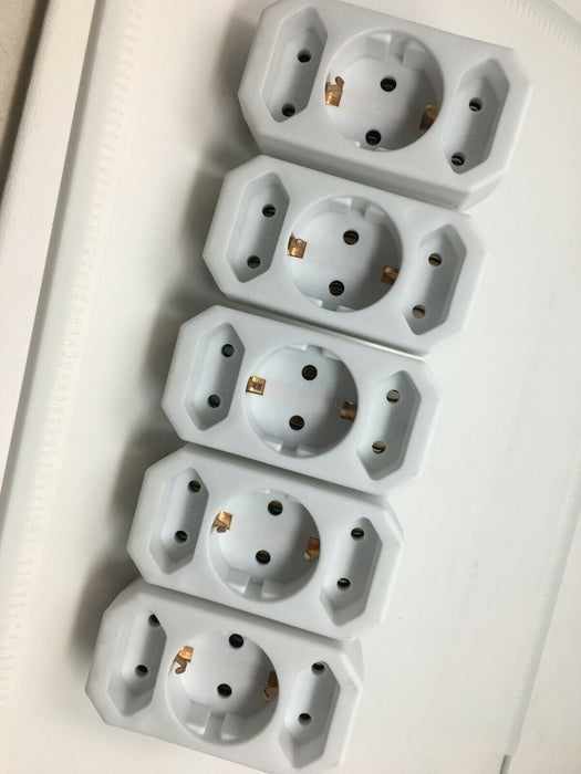 5x Dreifachstecker 3er Stecker Verteiler Adapter 1x Schutzkontakt 2x Euro weiss