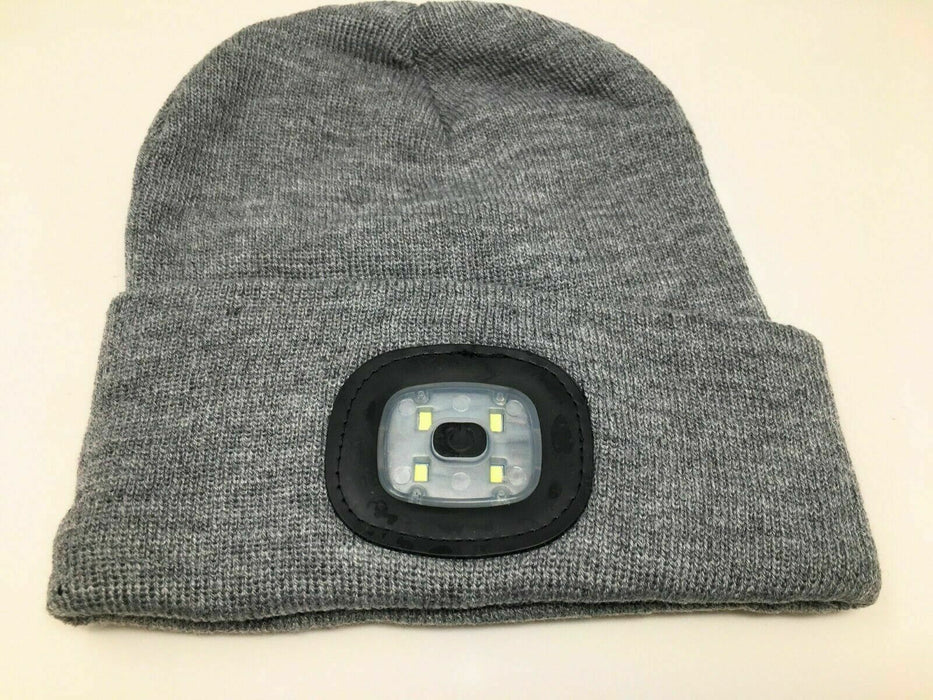 Mütze grau  mit Licht LED Wiederaufladbare USB Strickmütze Winter  Kappe Hut