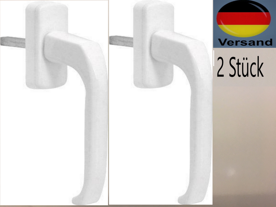 2 Stck Fenstergriff Aluminium-Druckguss RAL9016 Stiftlänge 38mm inkl. 2 Oliv