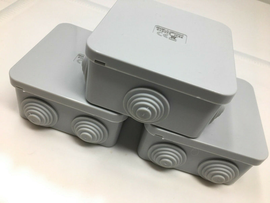 3x Abzweigdose Aufputz Abzweigkasten mit Drosseln IP44 80x80x40 M-L 0042
