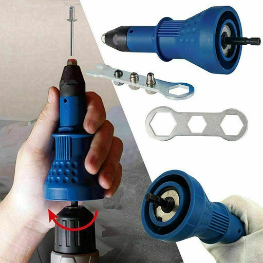 Elektrische Nietpistole Nietenaufsatz Blindnietvorsatz Nietbohrer Adapter Blindnietaufsatz Nietvorsatz mit Schraubenschlüssel Nietzange für Akkuschrauber, Bohrmaschine
