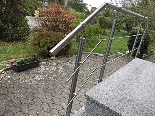 Geländer Edelstahl Außen bis 250 cm Komplett Set | Treppengeländer wandmontage Eingangsgeländer 50+150+50