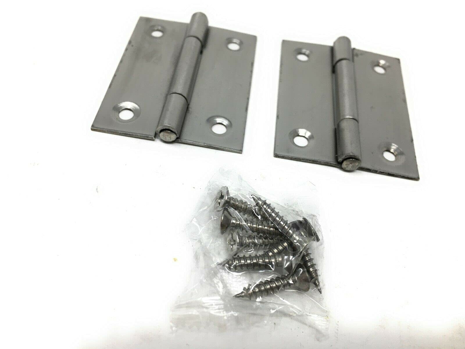 2 x Silber Ton Edelstahl Schrank Tür Hintern Scharniere mit Schrauben