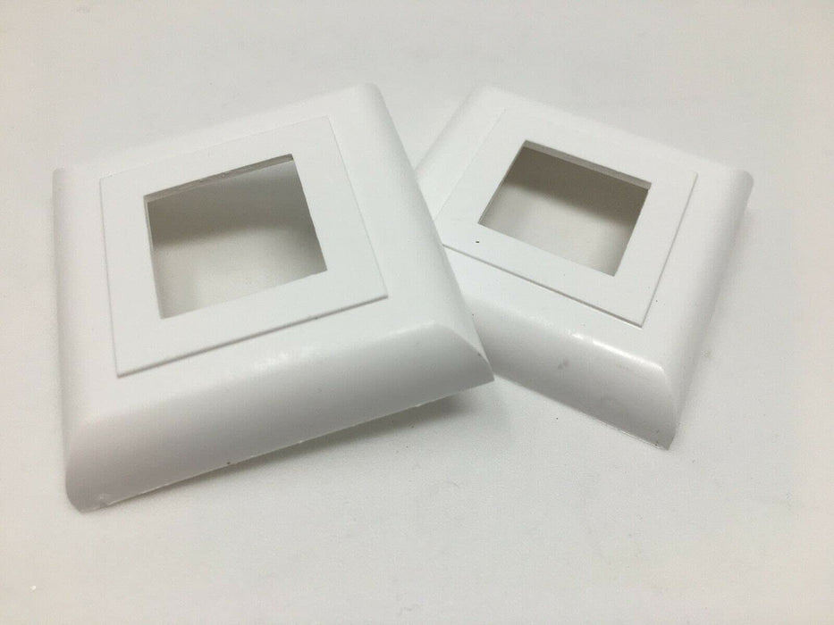 2 x Abdeck Rosetten Eckig für Geländer | Rohre | Heizungen Schmiede Eisen Rosete Weiß Innenmass 20x20 weiss