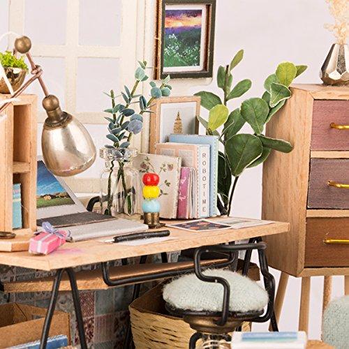 ROBOTIME Puppenhaus Wohnzimmer mit Zubehör und Möbel - DIY Dollhouse Miniature Kit zum Aufbauen von Erwachsenen - Mini Renovation House - Kreativität für Kinder