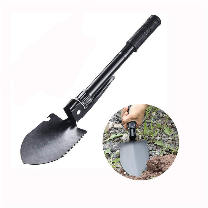 Bayram klappspaten Mini Camping Schaufel mit Kompass, Flaschenöffner und klappspaten Tasche für Wandern,Gartenarbeit,Survival - Schwarz