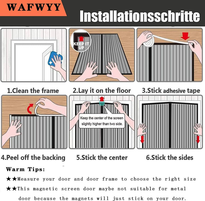Magnet Fliegengitter Tür Insektenschutz，Magnetisches Moskitonetz，Automatisches Schließen，für Balkontür und Terrassentür.