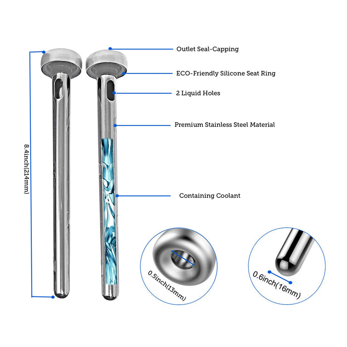 Bayram® Flaschenkühler aus Edelstahl 2 Stück | Wiederverwendbare Getränke Kühler | Fda Zertifikat | Chiller Stick Geschenk für Männer | Ice Cold Chilled Flaschen Getränk (Normal)