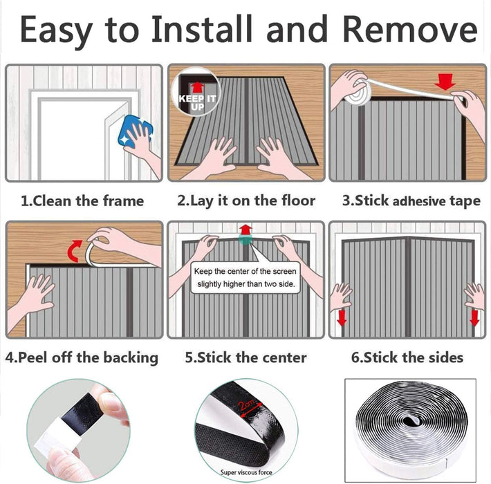 Magnet Fliegengitter Tür Insektenschutz，Magnetisches Moskitonetz，Automatisches Schließen，für Balkontür und Terrassentür.
