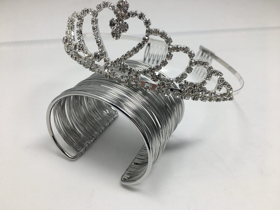 Prinzessin Strass Krone für Damen Diaedem Königin JGA Karneval Theater Hochzeit + Armband Gratis