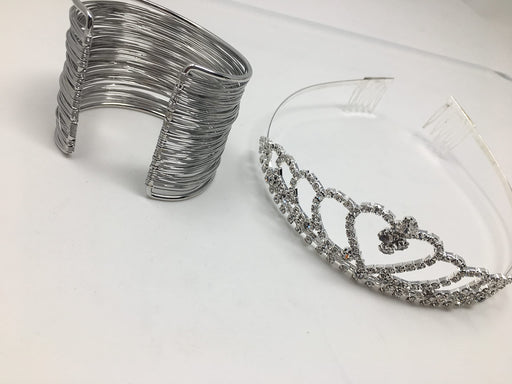 Prinzessin Strass Krone für Damen Diaedem Königin JGA Karneval Theater Hochzeit + Armband Gratis