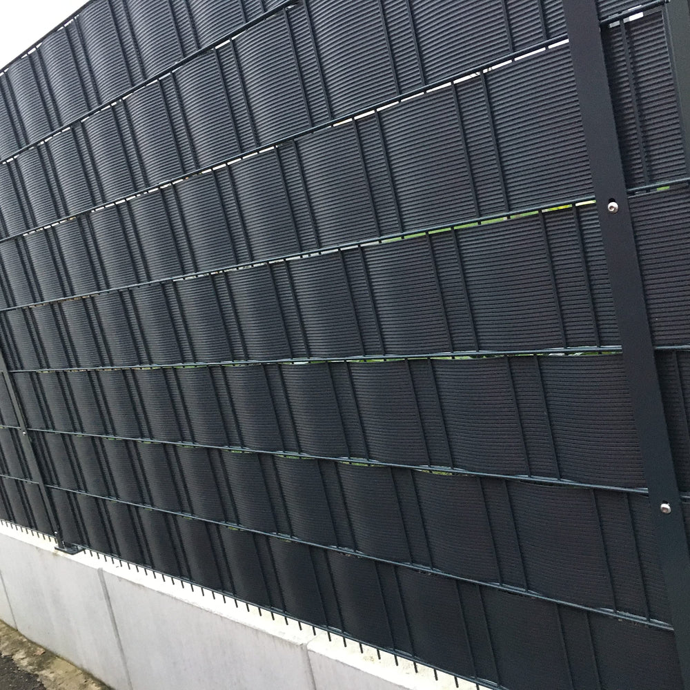 SRB Sichtschutzstreifen Anthrazitgrau Zaun - 1 Stück aus Hart-PVC 252x19 cm, RAL 7016 für Doppelstabmattenzäune
